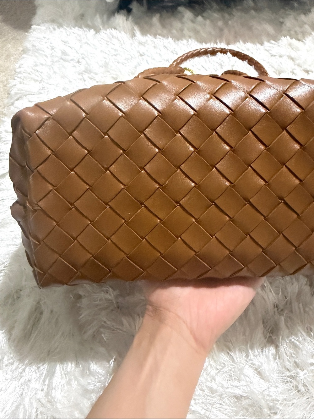Bottega Veneta Cognac Intrecciato Leather Andiamo Medium - Picture 13 of 14